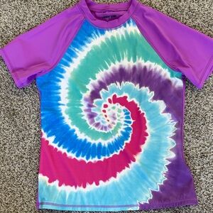 Lands' End Kids Tie-Dye Rashguard - Purple, Blue, Red